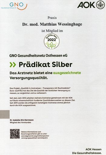 Zertifikat des Gesundheitsnetzes Osthessen
